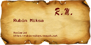 Rubin Miksa névjegykártya